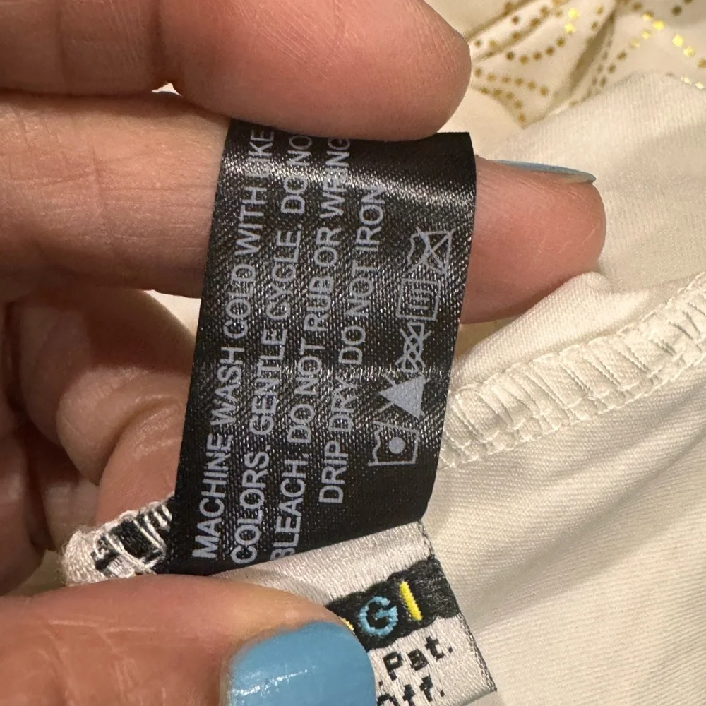 Coogi signature medium maxi halter dress white and gold